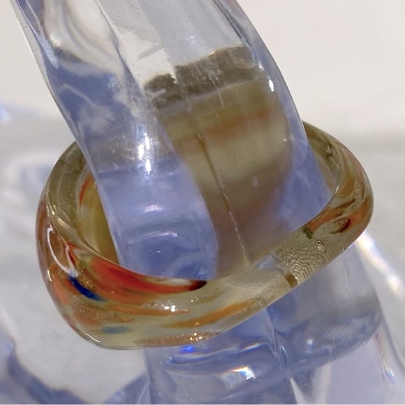 Vintage Art Glass Handmade Multicolour Band Ring - Picture 4 of 12